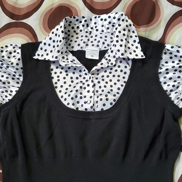 🫱🏿🫲🏾 Women blk/wht motherhood maternity blouse size M - Picture 2 of 9